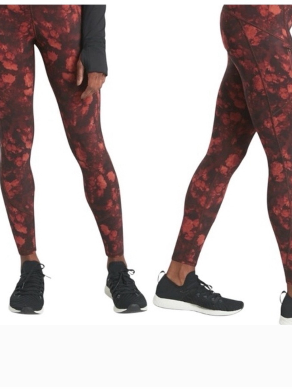 Athleta Rainier Red Black Printed Tights Leggings Pockets Small
